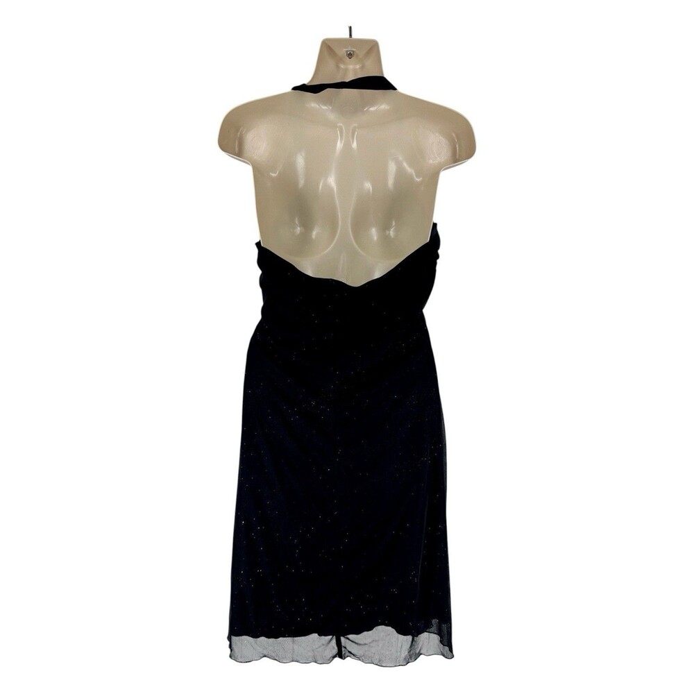 Rampage 90’s Black Shimmer Overlay Halter Dress Whimsygoth Fairy Size L - Picture 4 of 6